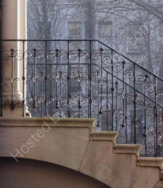 Misty trees and railings